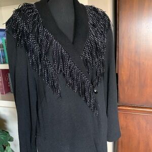 Vintage Fringe Black Cardigan‎